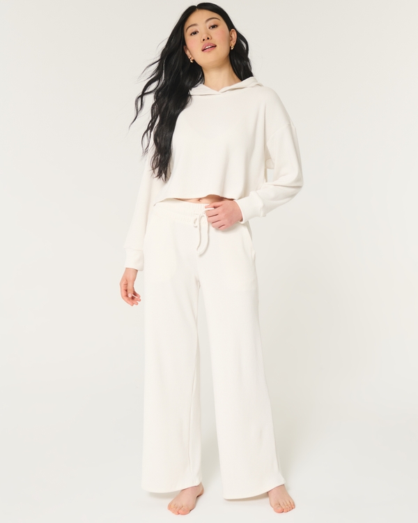 Gilly Hicks Waffle Wide-Leg Pants, Cloud White