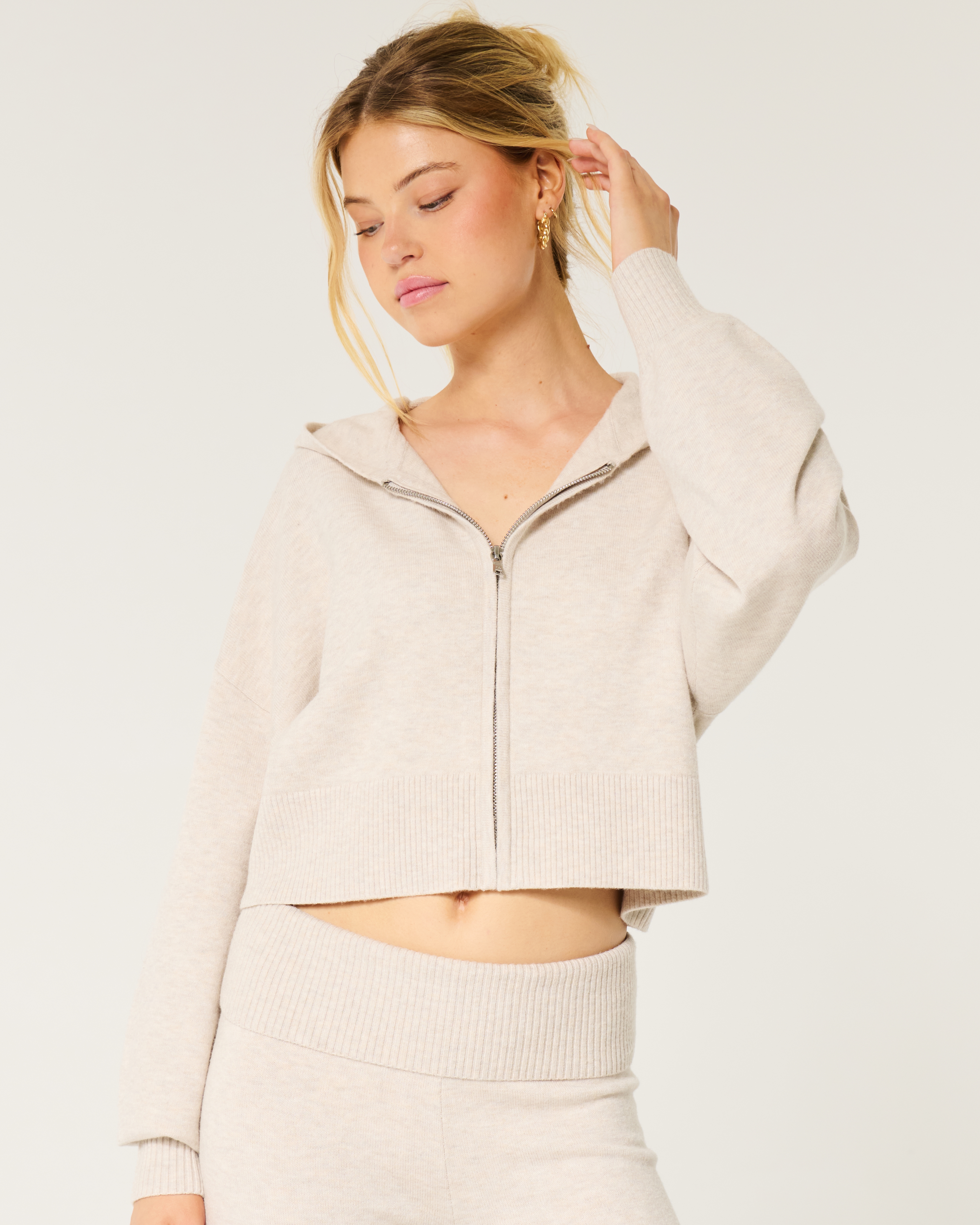 Gilly Hicks Sweater-Knit Zip-Up Hoodie