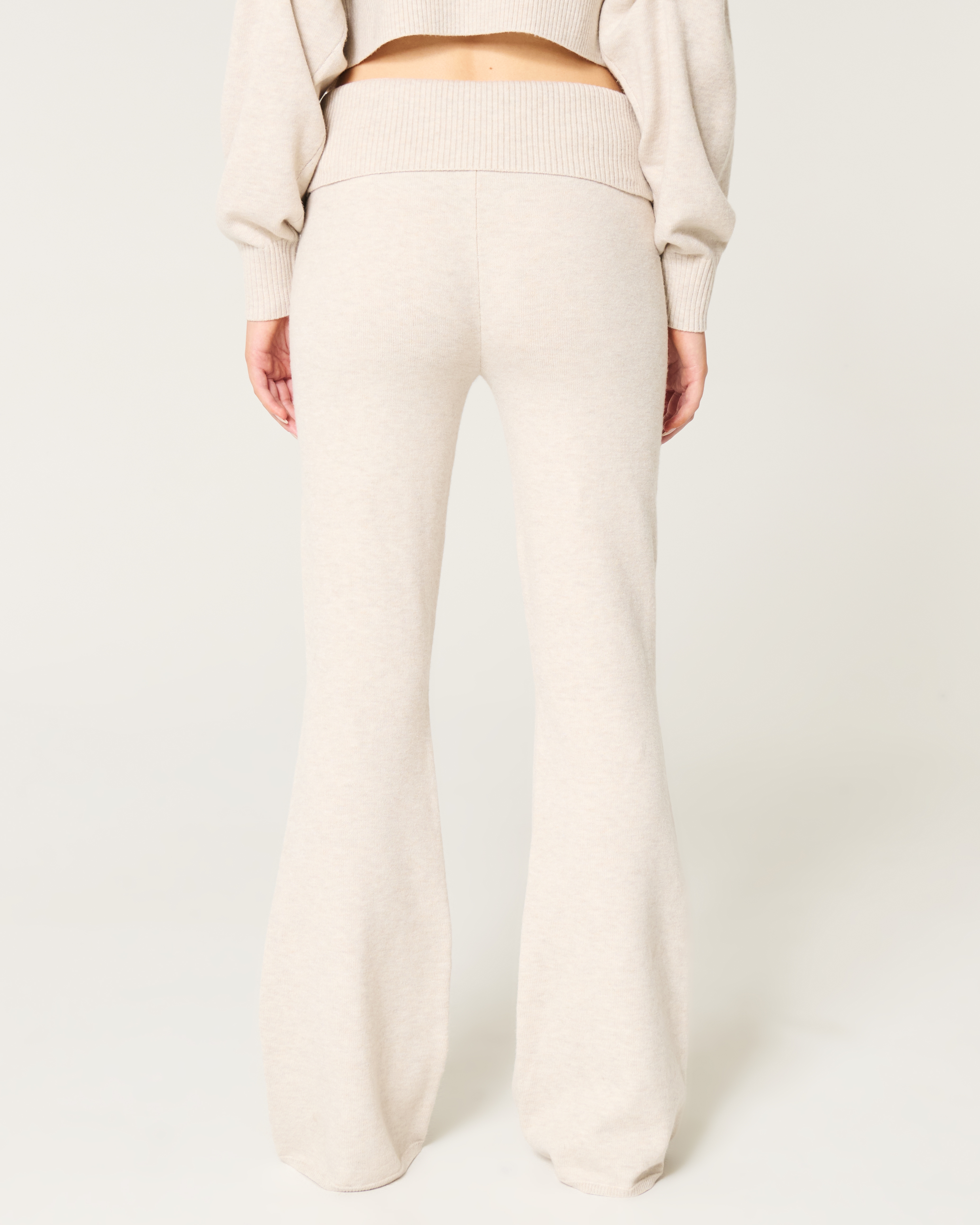Gilly Hicks Sweater-Knit Foldover Waist Flare Pants