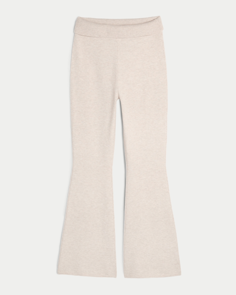 Gilly Hicks Sweater-Knit Foldover Waist Flare Pants