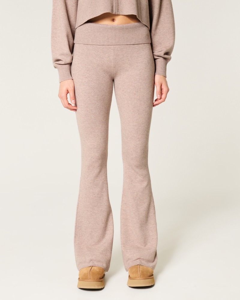 Gilly Hicks Sweater-Knit Foldover Waist Flare Pants