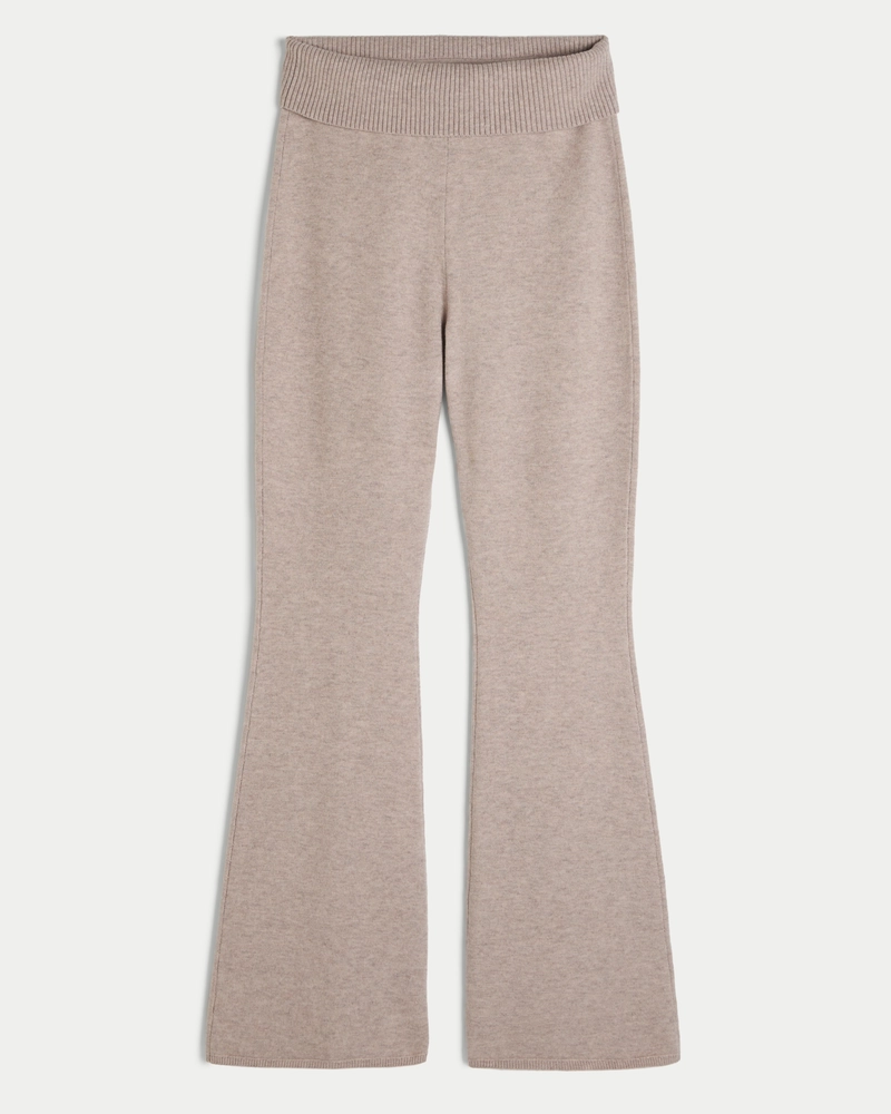 Gilly Hicks Sweater-Knit Foldover Waist Flare Pants