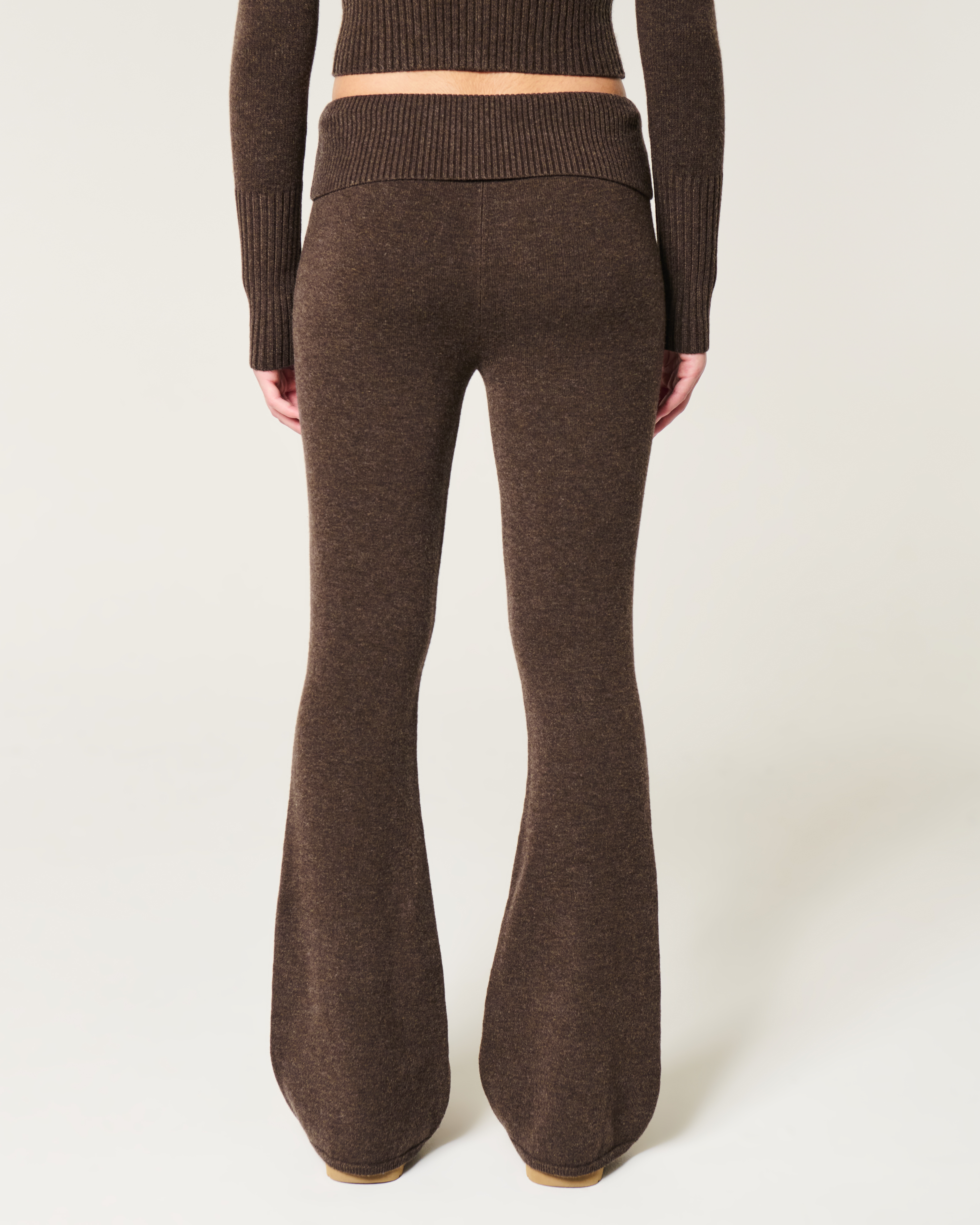 Gilly Hicks Sweater-Knit Foldover Waist Flare Pants