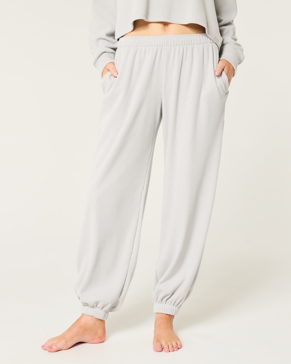 Gilly Hicks Cozy Waffle Baggy Joggers, Light Grey view 2