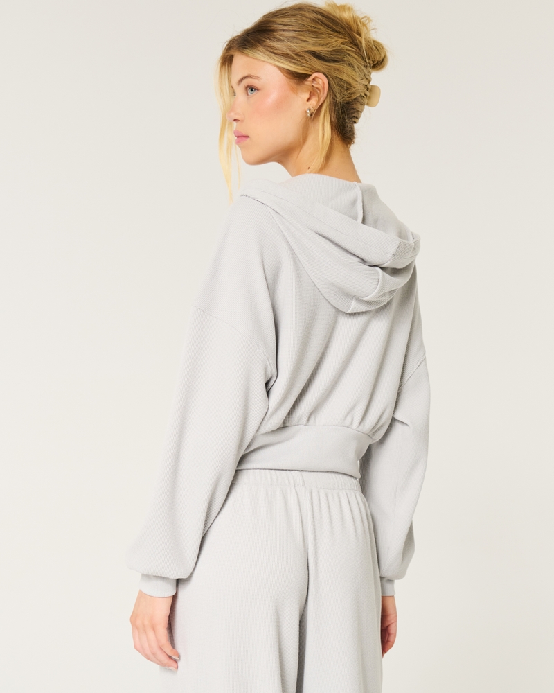 Gilly Hicks Cozy Waffle Zip-Up Hoodie