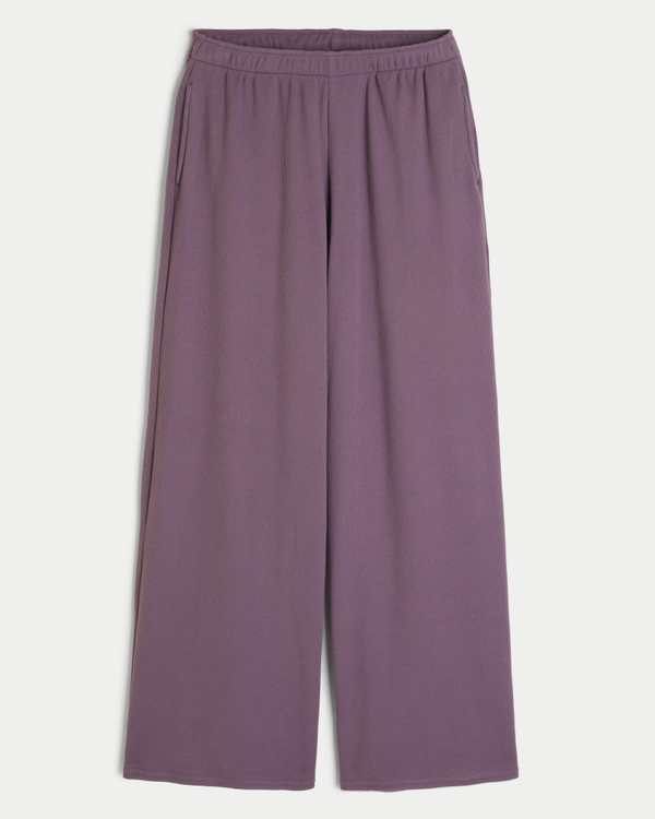 Gilly Hicks Cozy Waffle Wide-Leg Pants, Dark Mauve