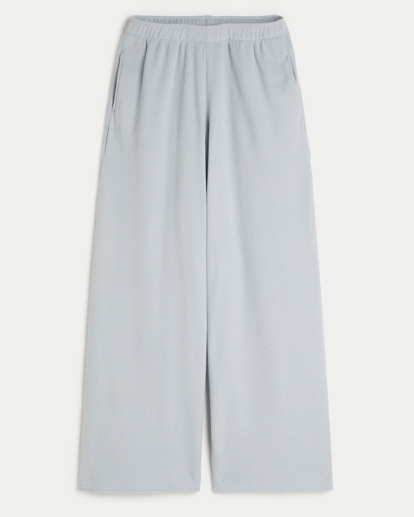 Gilly Hicks Cozy Waffle Wide-Leg Pants, Silver Blue