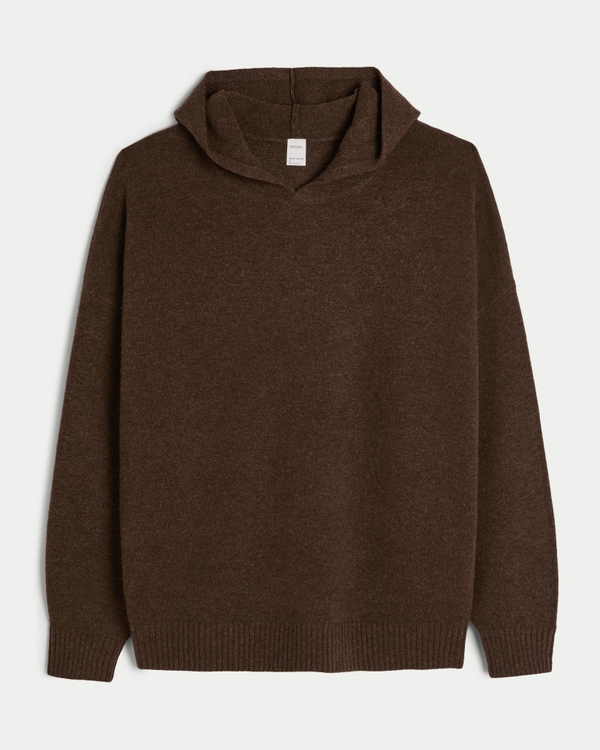 Gilly Hicks Oversized Sweater-Knit Hoodie, Heather Espresso