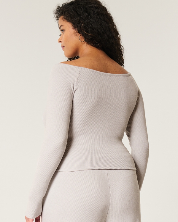 Gilly Hicks Wide V-Neck Top, Light Grey view 2