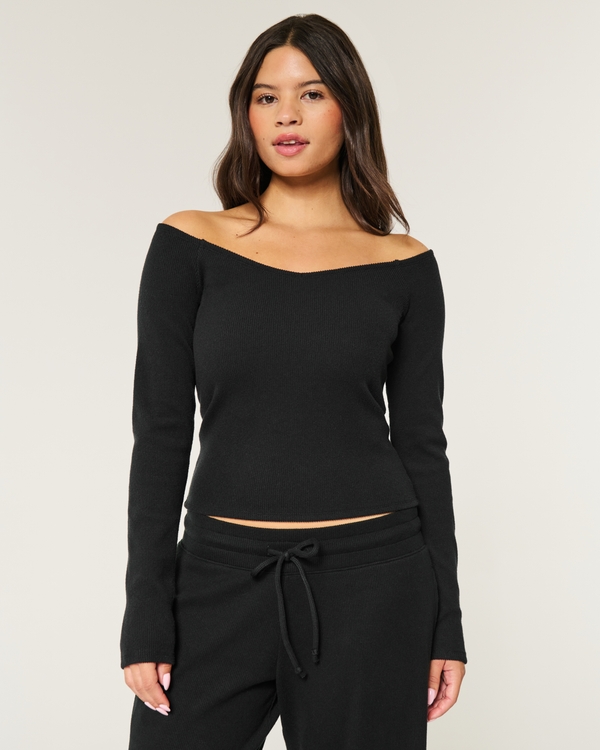 Gilly Hicks Wide V-Neck Top, Black Dd