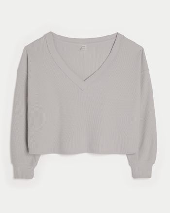 Women's Gilly Hicks Cozy Waffle Off-the-Shoulder V-Neck Top | Women's ...