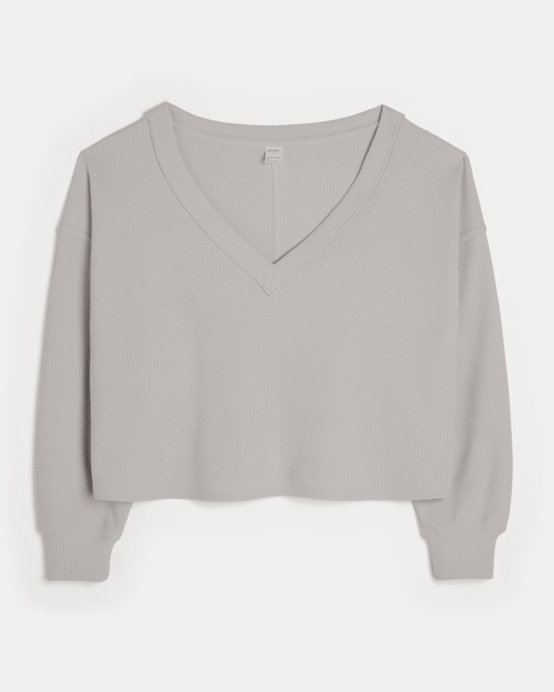 Women's Gilly Hicks Cozy Waffle Off-the-Shoulder V-Neck Top
