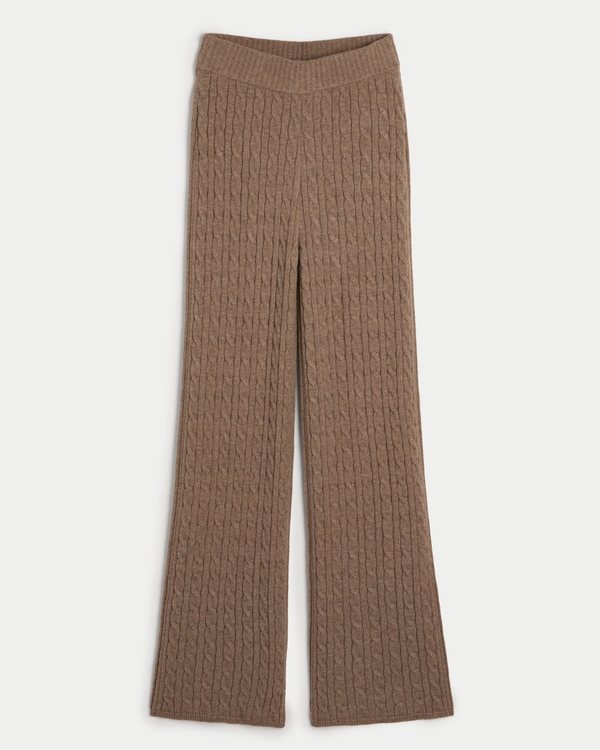 Gilly Hicks Cable-Knit Straight Pants, Dark Heather Mocha