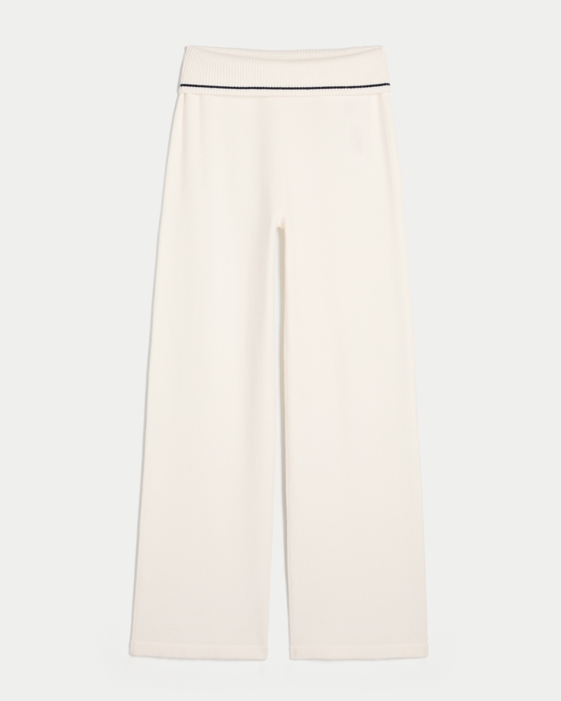 Gilly Hicks Sweater-Knit Foldover Waist Straight Pants