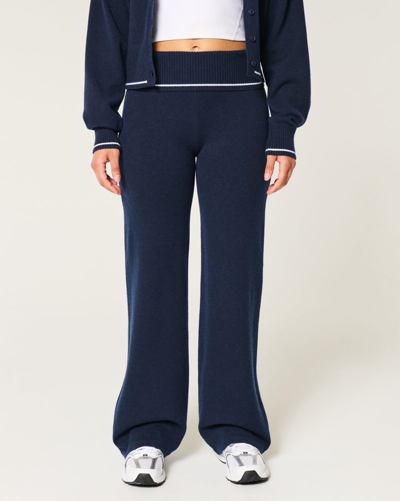 Gilly Hicks Sweater-Knit Foldover Waist Straight Pants