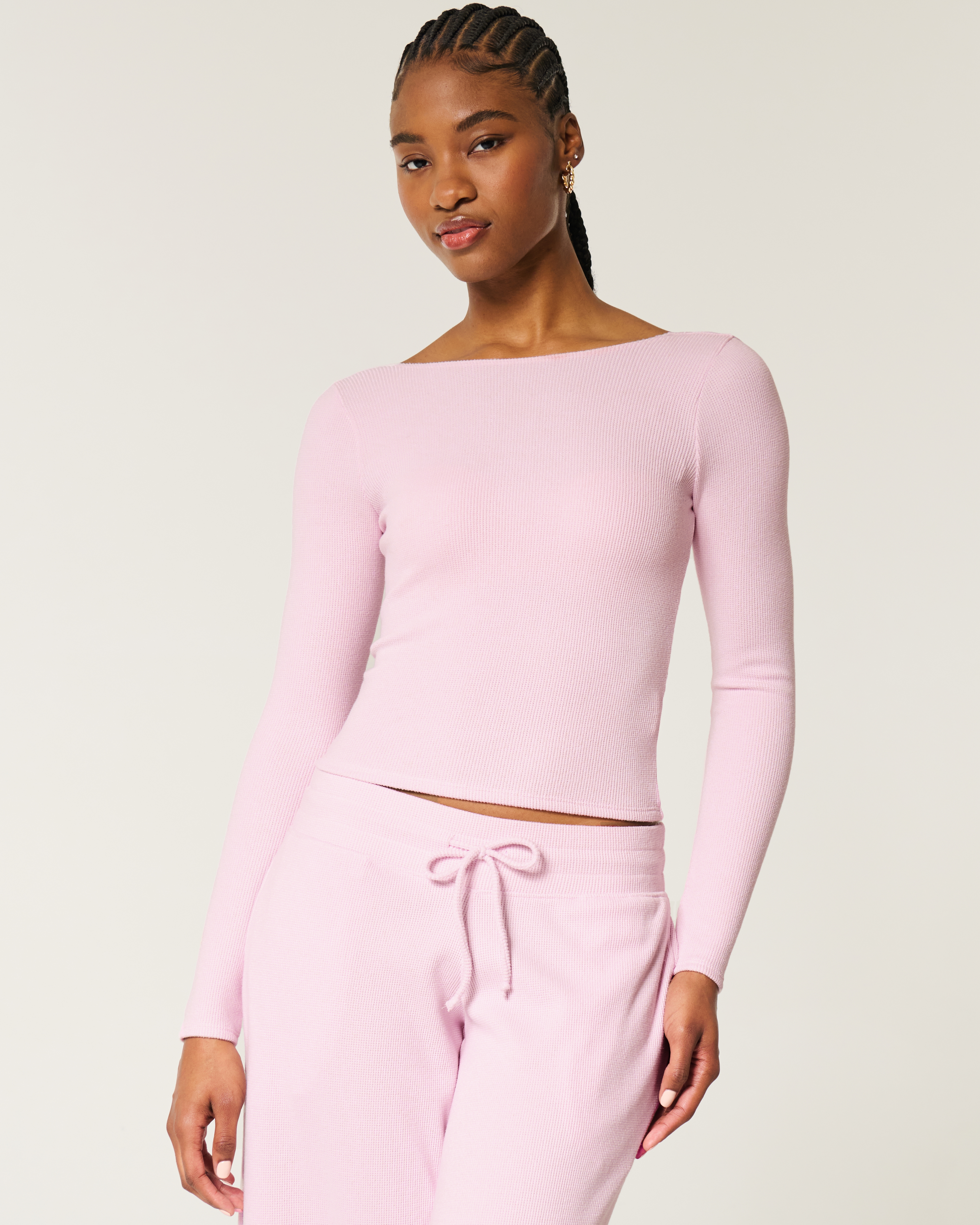 Gilly Hicks Cozy Waffle Boat-Neck Top