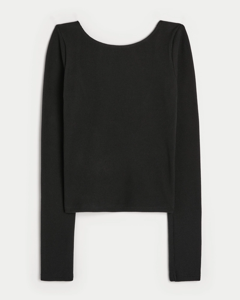 Gilly Hicks Cozy Waffle Boat-Neck Top