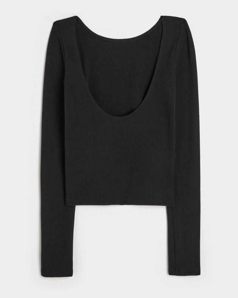 Gilly Hicks Cozy Waffle Boat-Neck Top