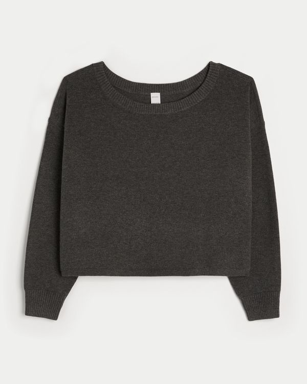 Gilly Hicks Kuscheliger, schulterfreier Pullover, Dunkelgrau Meliert view 1