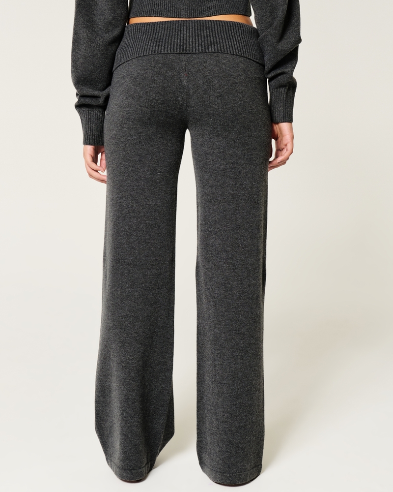 Gilly Hicks Sweater-Knit Foldover Waist Straight Pants