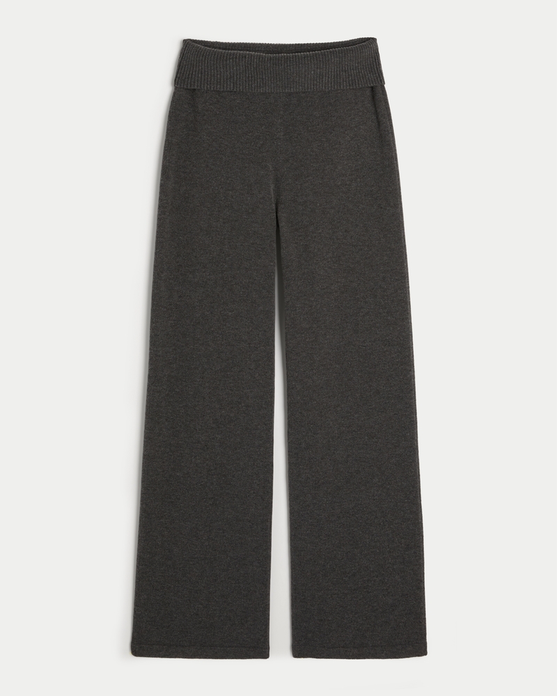 Gilly Hicks Sweater-Knit Foldover Waist Straight Pants