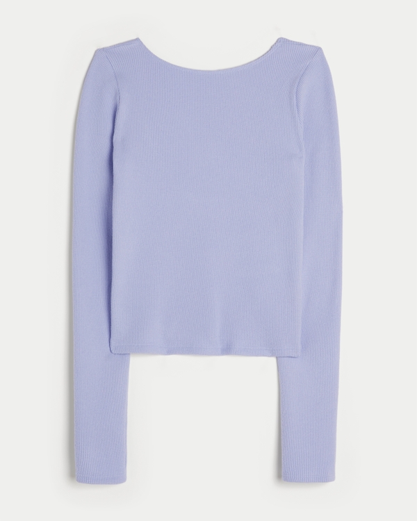 Gilly Hicks Cozy Waffle Boat-Neck Top, Lavender view 1