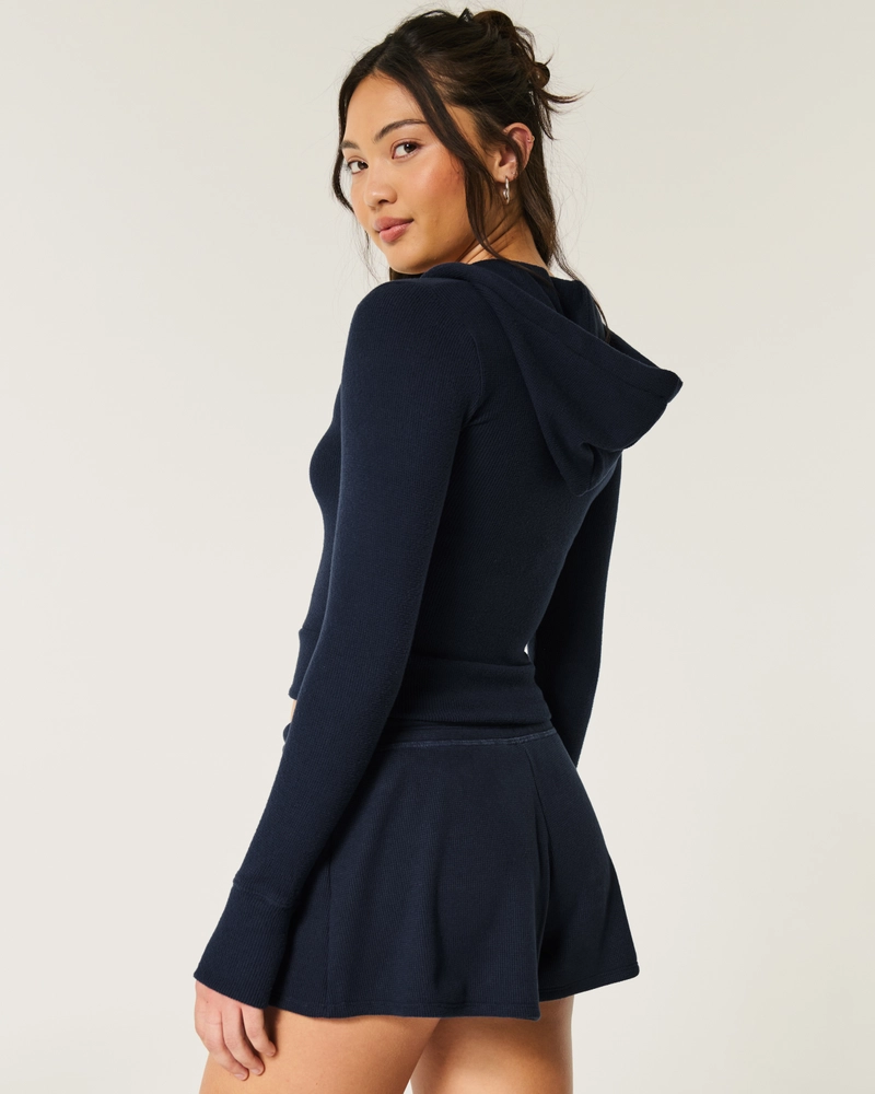 Gilly Hicks Waffle Zip-Up Hoodie