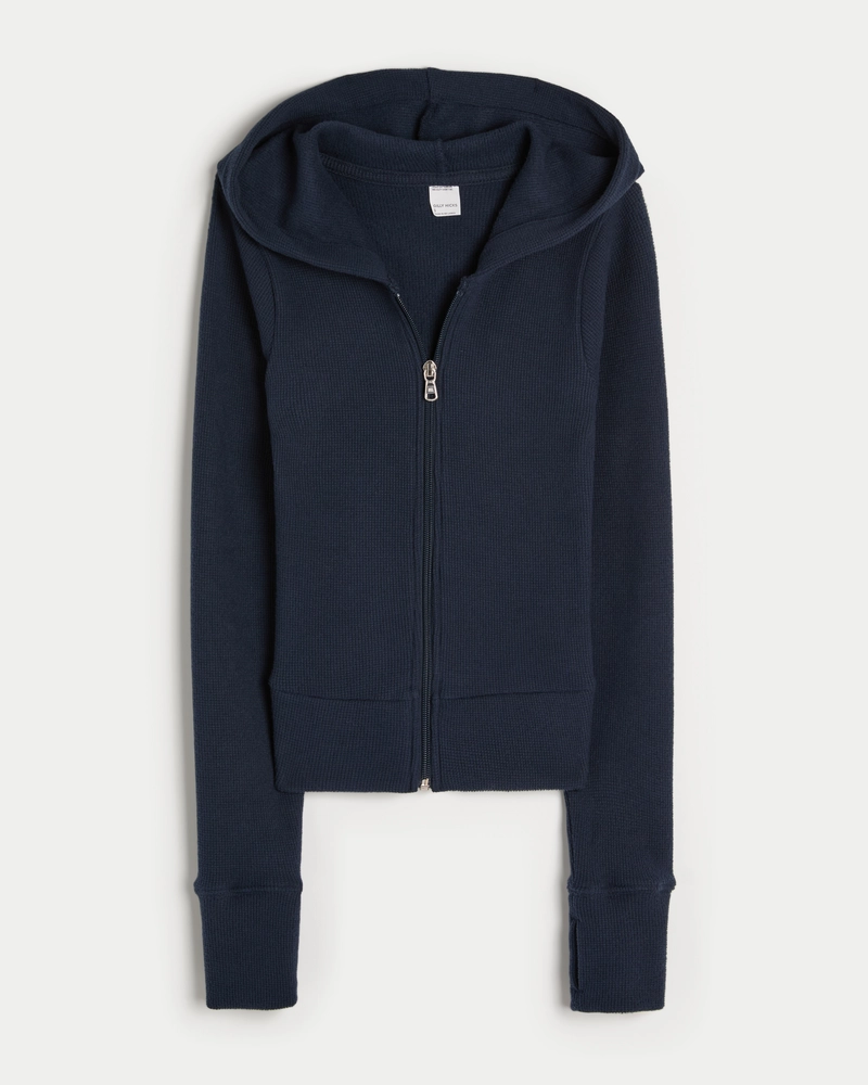 Gilly Hicks Waffle Zip-Up Hoodie