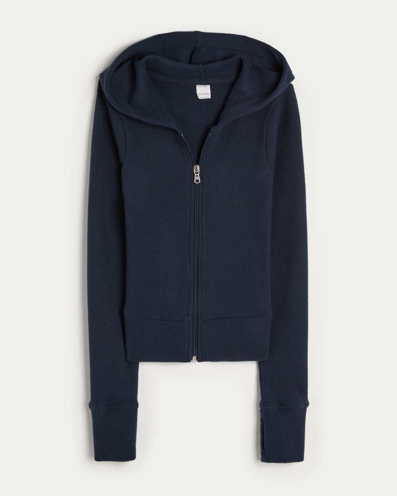 Gilly Hicks Waffle Zip-Up Hoodie
