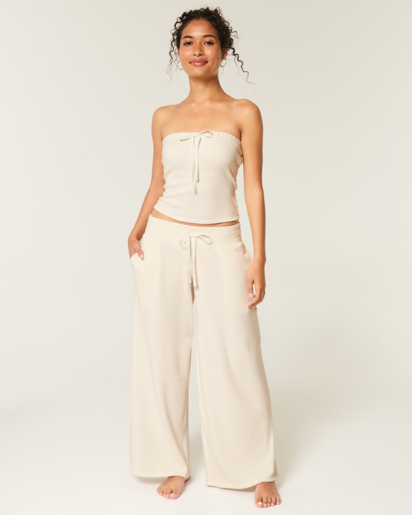 Gilly Hicks Baggy Cozy Waffle Pants, Cloud White view 1