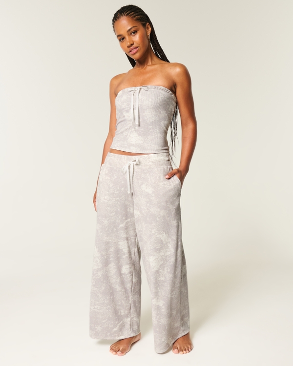 Kuschelige Gilly Hicks Baggy Hose aus Waffelmuster-Stoff, Weiss Mit Camo-muster view 1