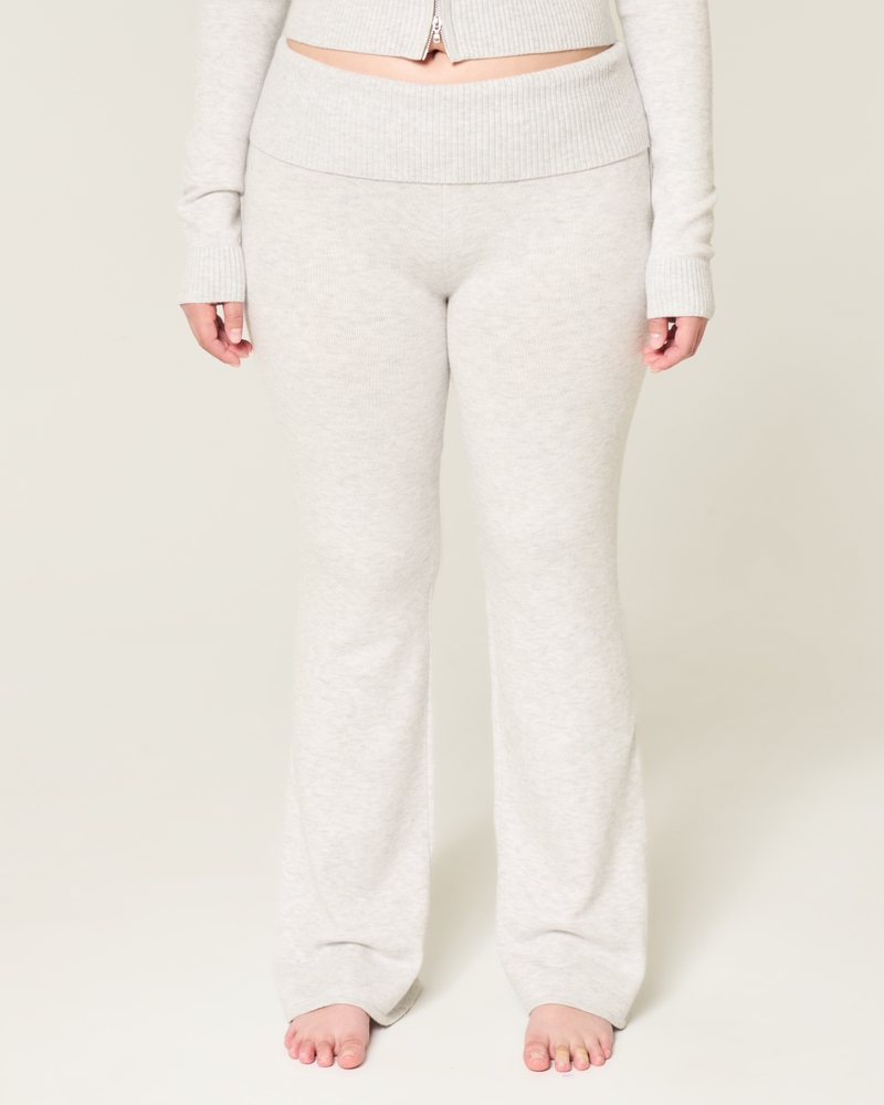 Gilly Hicks Sweater-Knit Foldover Waist Boot Pants