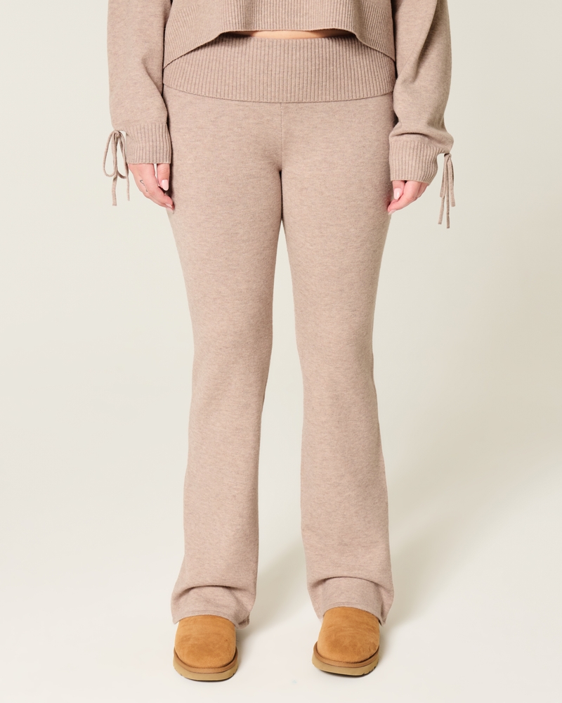 Gilly Hicks Sweater-Knit Foldover Waist Boot Pants