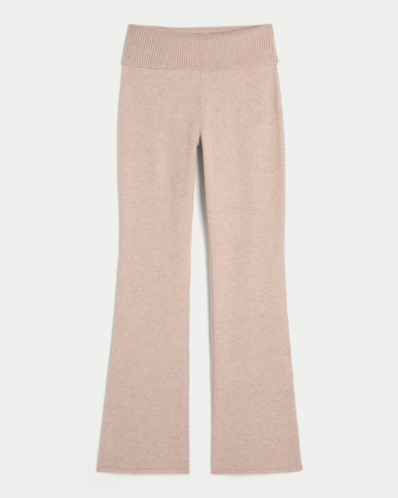 Gilly Hicks Sweater-Knit Foldover Waist Boot Pants