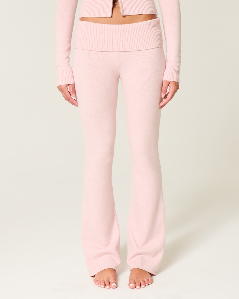 Gilly Hicks Sweater-Knit Foldover Waist Boot Pants