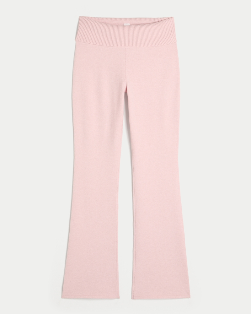 Gilly Hicks Sweater-Knit Foldover Waist Boot Pants