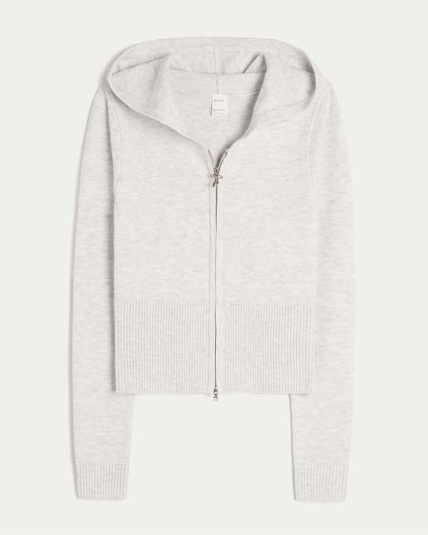 Gilly Hicks Zip-Up Sweater Hoodie, Light Heather Grey view 1