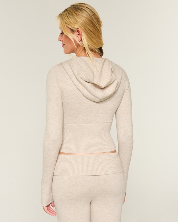 Gilly Hicks Zip-Up Sweater Hoodie, Light Heather Oatmeal view 2