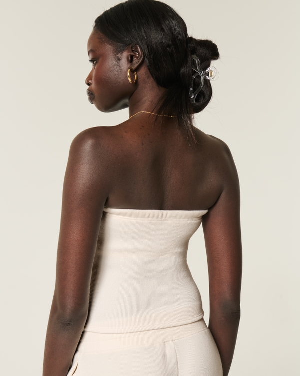 Gilly Hicks Cozy Waffle Tube Top, Cloud White view 2