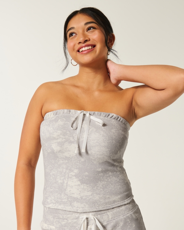 Gilly Hicks Cozy Waffle Tube Top, White Camo view 1