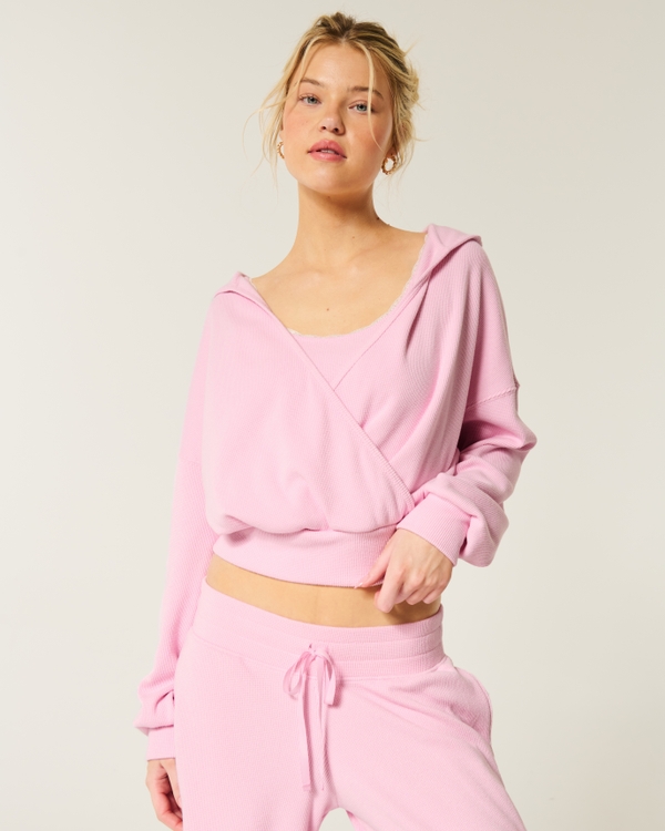 Gilly Hicks Cozy Waffle Wrap Hoodie, Blush Pink view 1