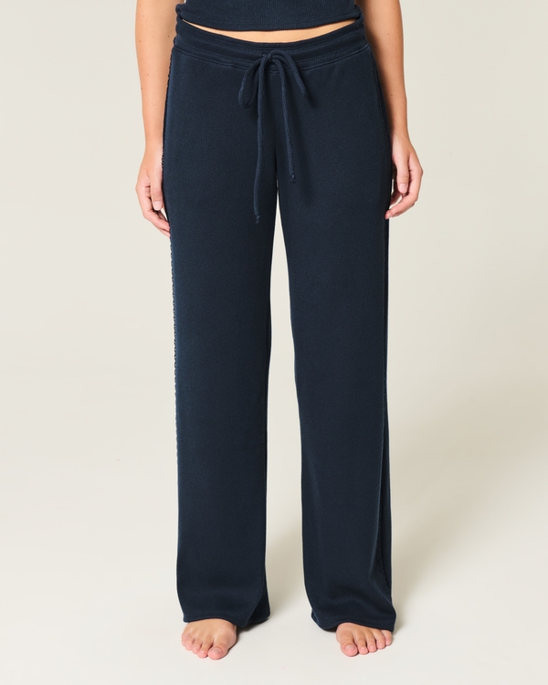 Gilly Hicks Waffle Lace Straight Pants, Navy view 2