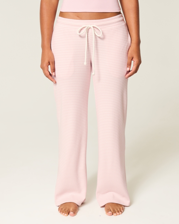 Gilly Hicks Waffle Lace Straight Pants, Light Lilac Stripe view 2