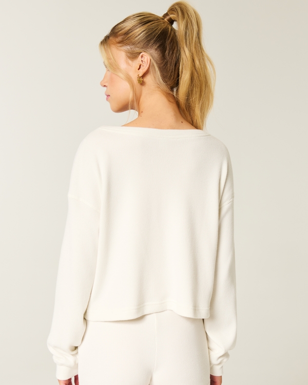 Gilly Hicks Waffle Off-the-Shoulder Henley, Cloud White view 2