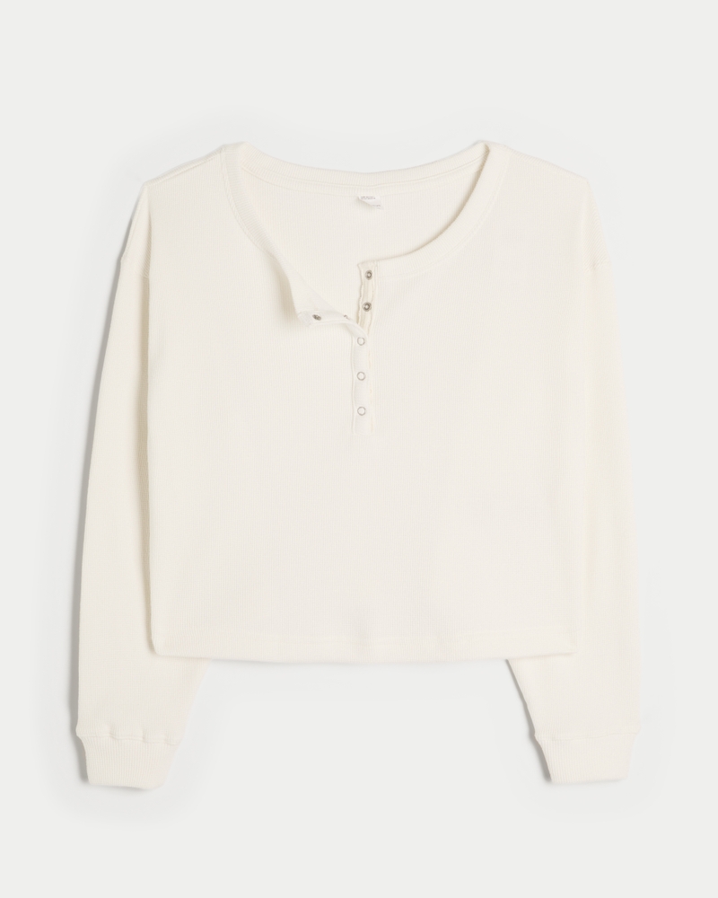 Gilly Hicks Waffle Off-the-Shoulder Henley