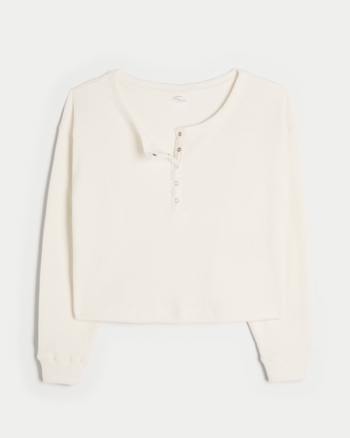 Women's Gilly Hicks Waffle Off-the-Shoulder Henley | Women's Tops | HollisterCo.com