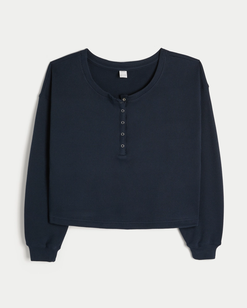Gilly Hicks Waffle Off-the-Shoulder Henley