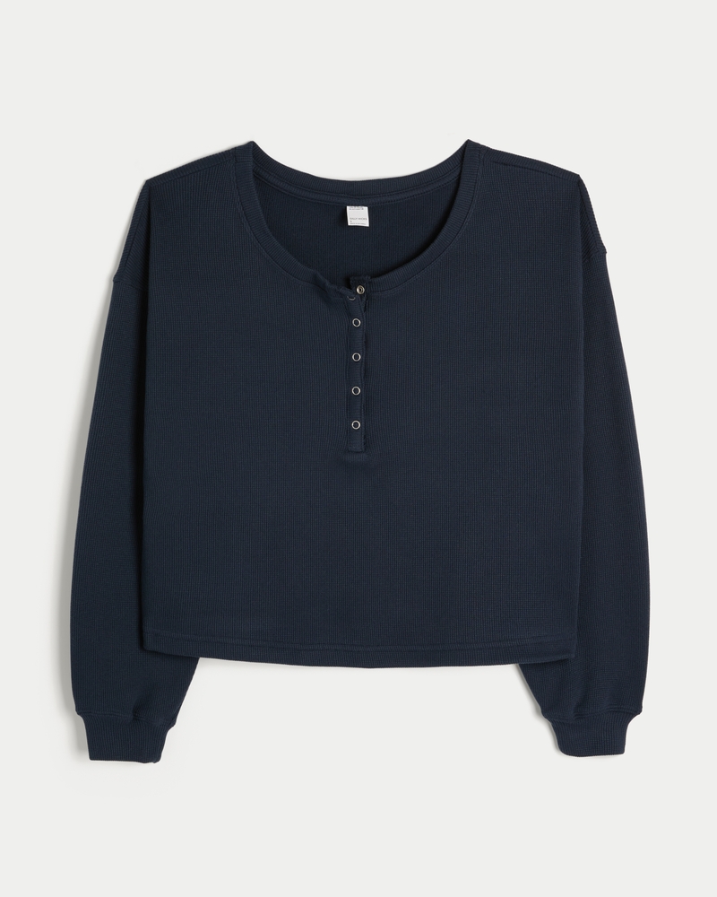 Gilly Hicks Waffle Off-the-Shoulder Henley