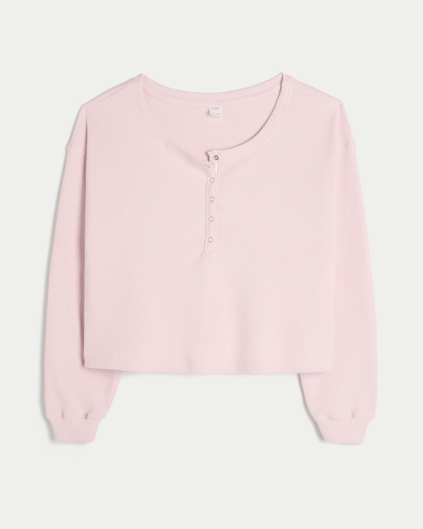 Gilly Hicks Waffle Off-the-Shoulder Henley, Light Lilac view 1