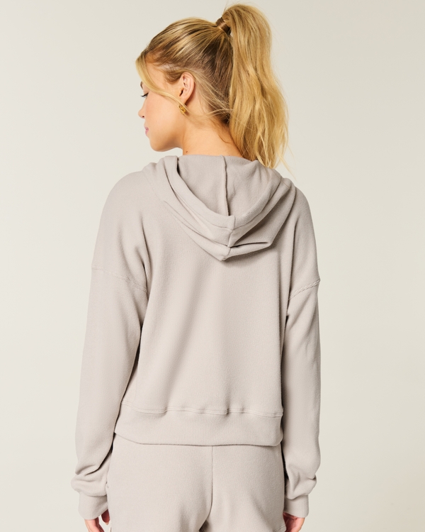 Gilly Hicks Zip-Up Waffle Hoodie, Taupe view 2